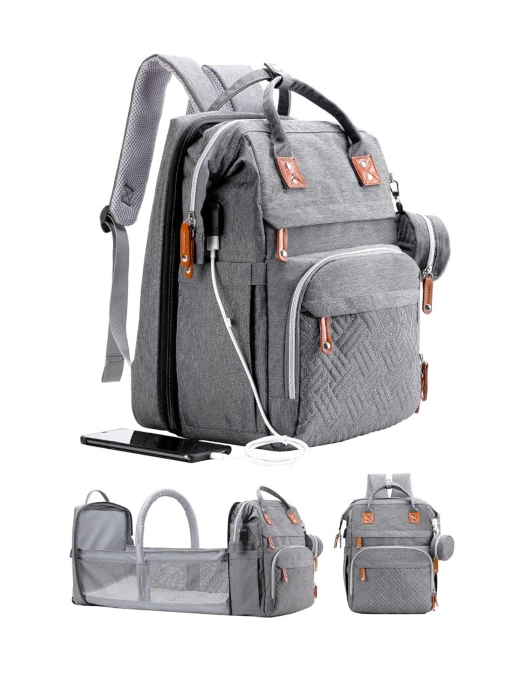 25L Waterproof Diaper Bag Backpack with Changing Station Insulated Pockets